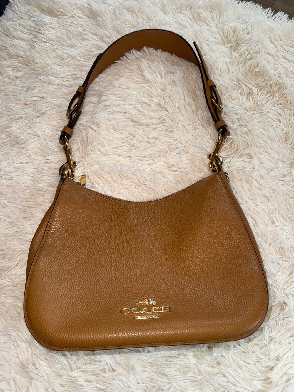 Coach Pebbled Leather Hobo Bag in Caramel - Picture 7 of 11